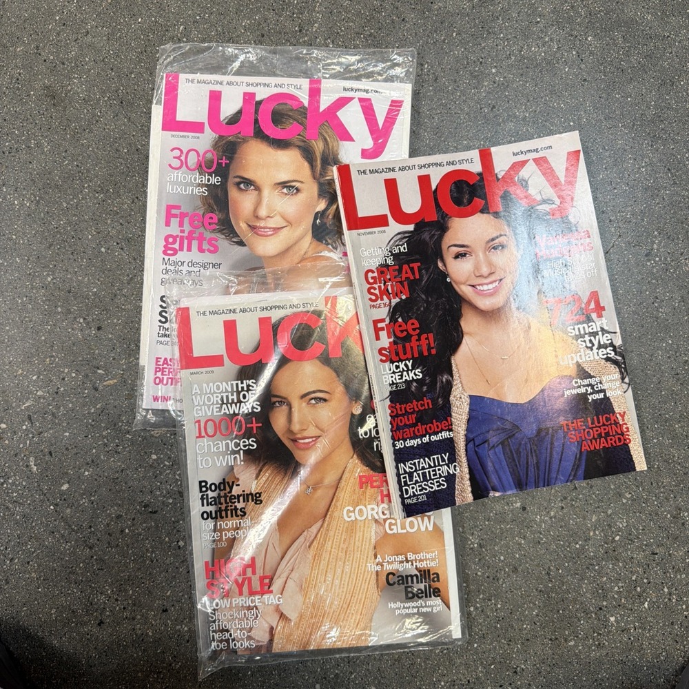 LUCKY MAGAZINE, LOT OF 3, 2008-09, Vanessa Hudgens Camilla Belle Keri Russell